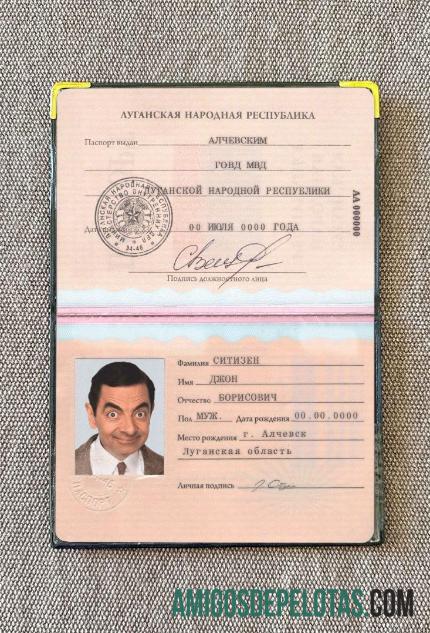 Foto do passaporte da República Popular de Luhansk exemplo
